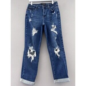 Judy Blue Boyfriend Fit JB88220 Jeans Distressed Med Wash Stretch 11/30 *READ